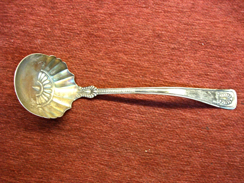 Vintage Towle silverplate punch ladle with monogram, 12 inches long