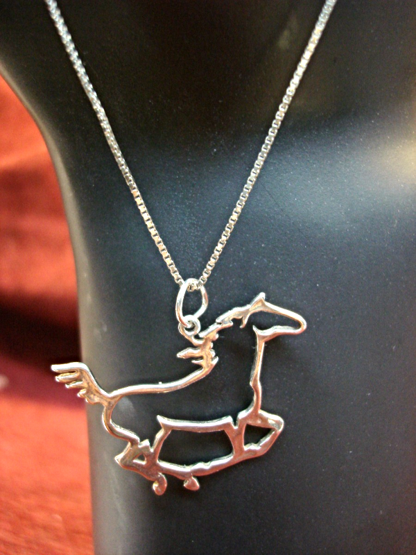 Sterling silver running horse pendant necklace