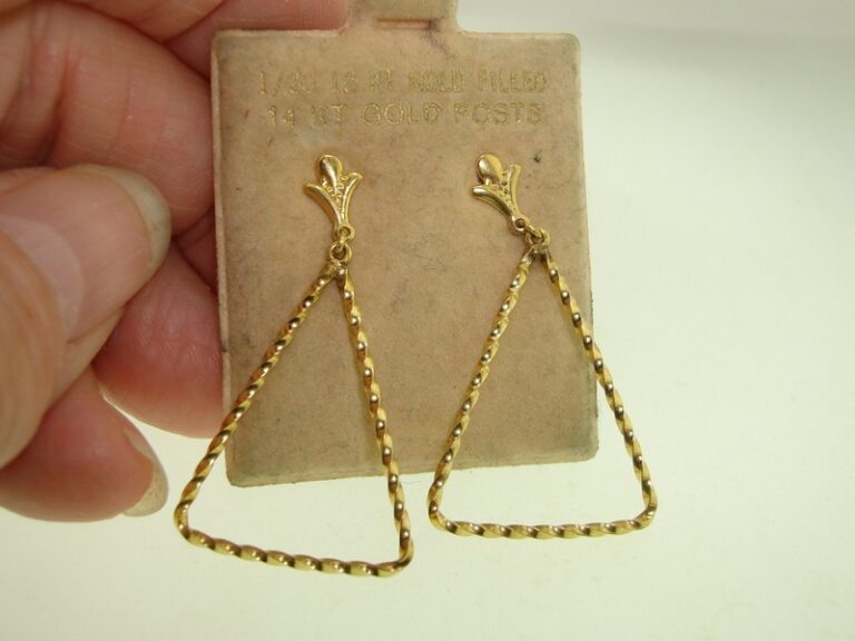 Vintage 12KT Gold Filled Triangle Dangle Earrings