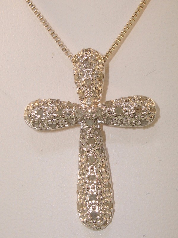 Sterling silver diamond cross necklace