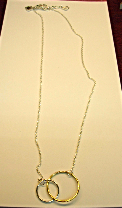 Sterling silver circle necklace with gold-plated pendant
