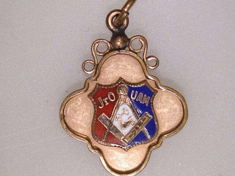 Antique Victorian gold plated enamel pendant or fob with JrO UAM inscription