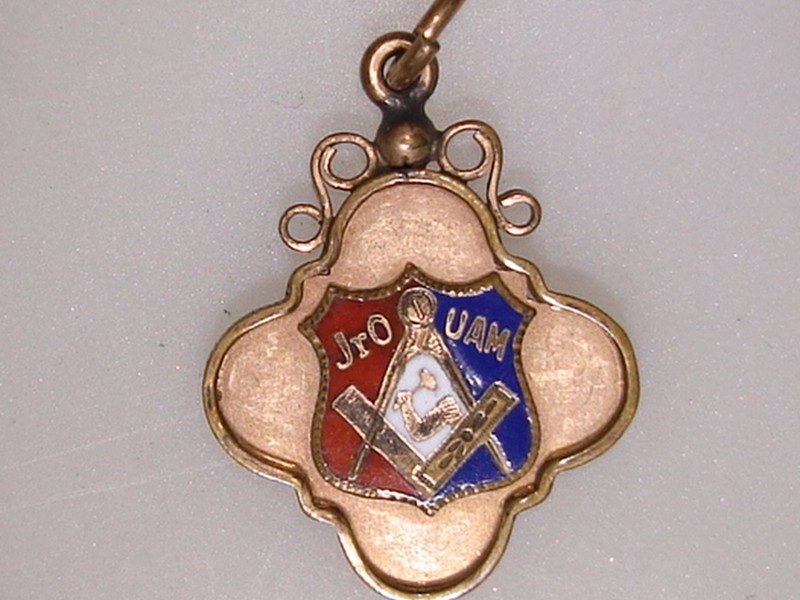 Antique Victorian gold plated enamel pendant or fob with JrO UAM inscription