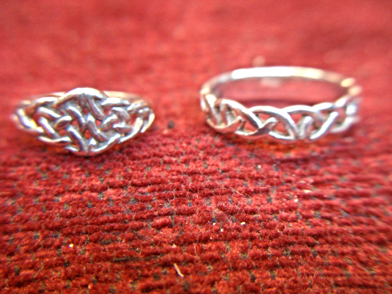 Sterling silver braided ring set, size 4.5 and 8
