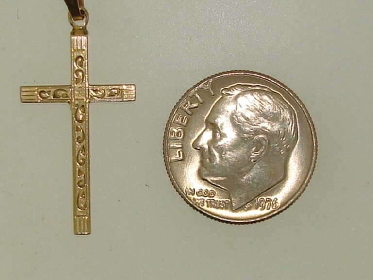 Vintage 1940s 12K gold-filled H.F. Barrows etched cross necklace