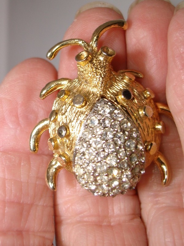 Vintage 1967 HAR Gold-Tone Rhinestone Bug Pin