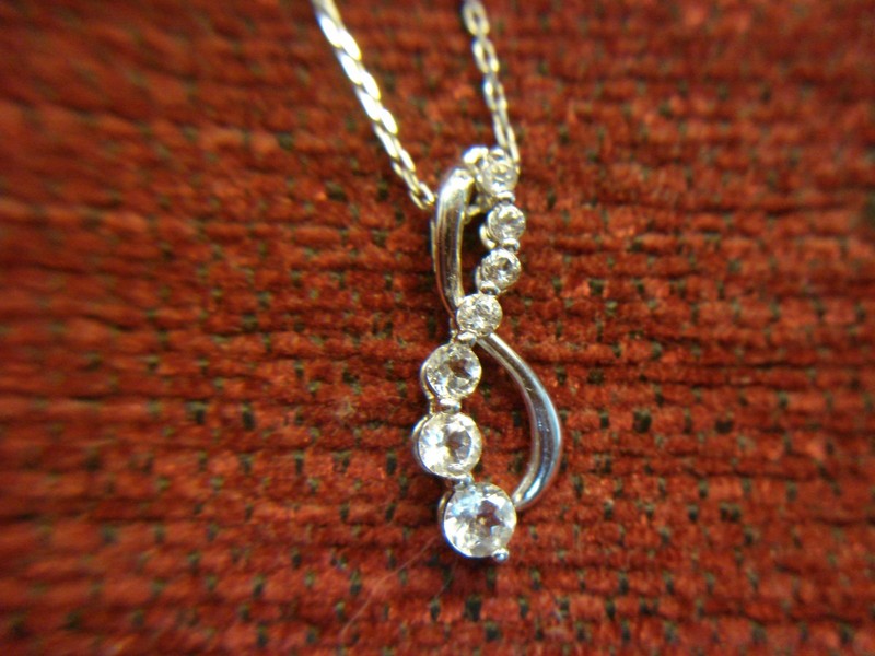 Sterling silver journey pendant with clear stones and chain
