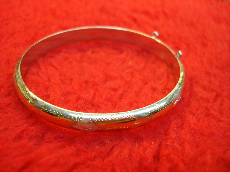 Vintage Sterling Silver & Gold Vermeil Bangle Bracelet