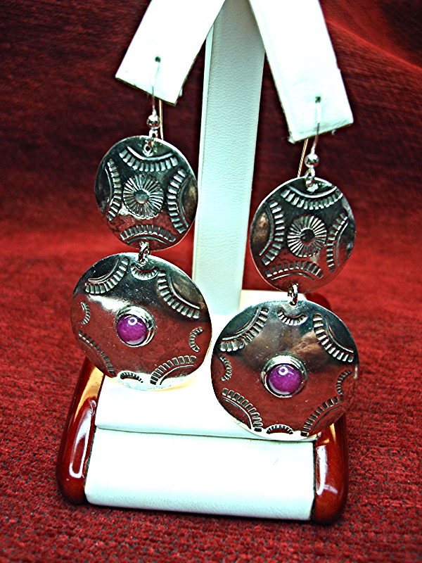 Sterling silver pink tiger eye drop earrings