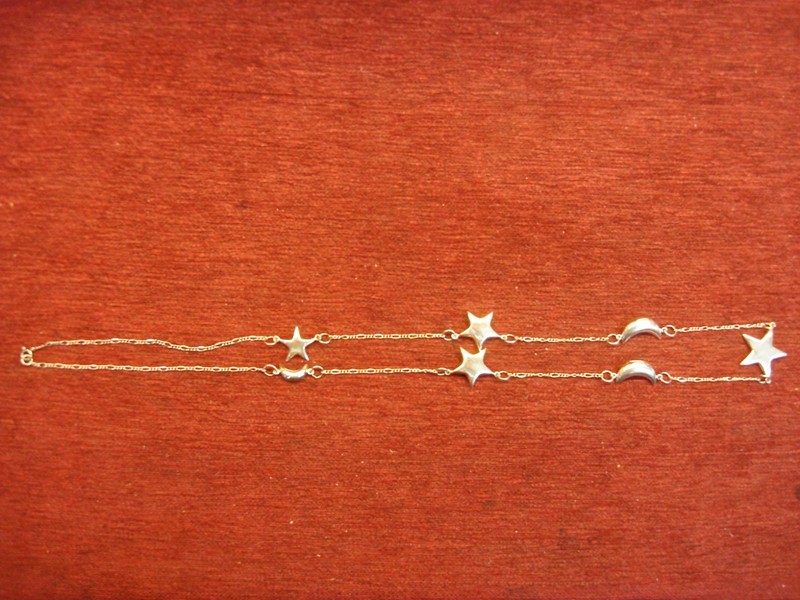 Sterling silver necklace with moons and stars