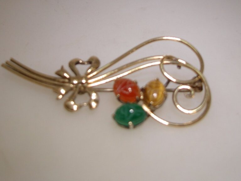 Vintage Symmetalic Sterling & 14K Gold-Filled Scarab Pin