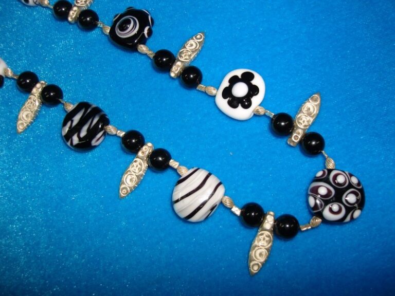 Artisan Crafted Hill Sterling Silver Black & White Bead Necklace