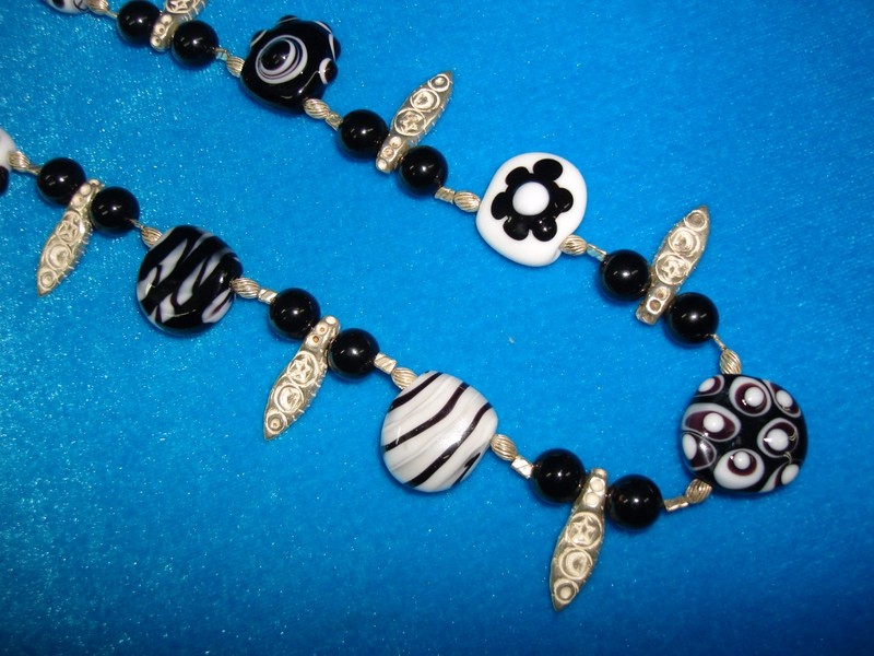 Artisan Crafted Hill Sterling Silver Black & White Bead Necklace