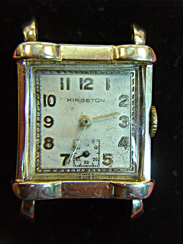 Vintage Kingston wristwatch with unique case design and 17-jewel movement