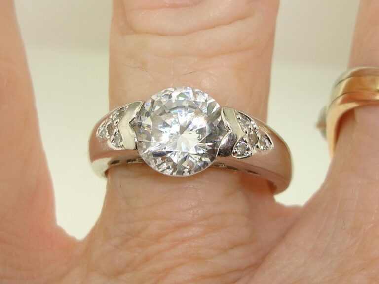 Sterling silver engagement ring with 2+ carat cubic zirconia