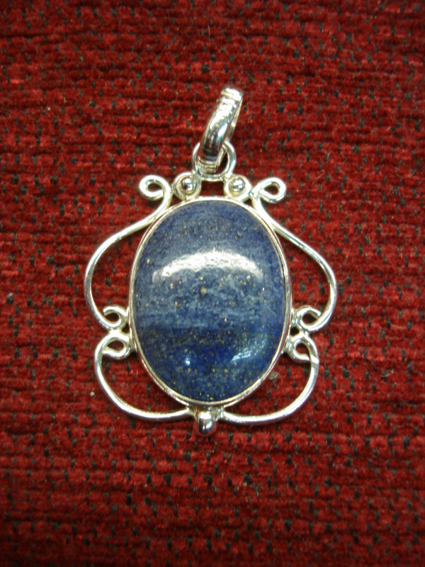 Sterling silver lapis lazuli pendant, 23mm gemstone