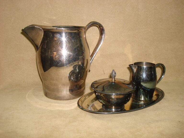 Vintage F.B. Rogers and Oneida Paul Revere Silverplate Pitcher, Sugar, and Creamer Set