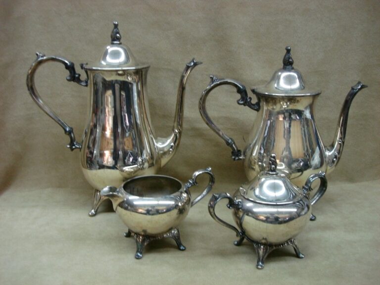 Vintage silverplate coffee and tea set with sugar bowl and creamer