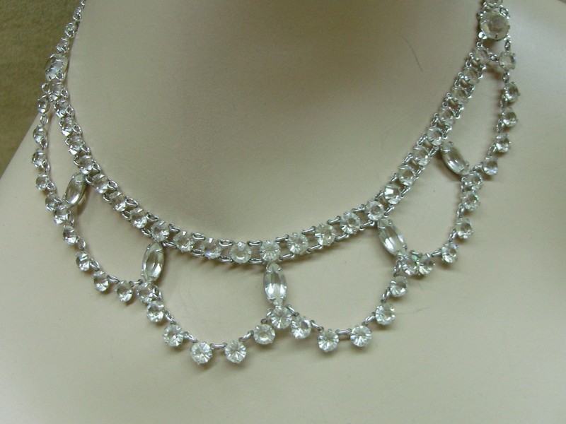 Vintage Art Deco gold-filled rhinestone necklace