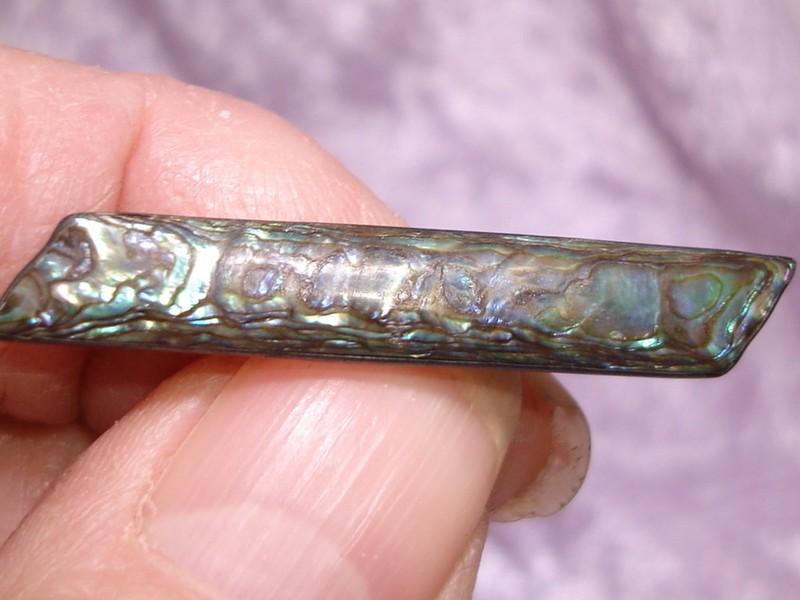 Art Deco sterling silver abalone inlay brooch pin from the 1910s