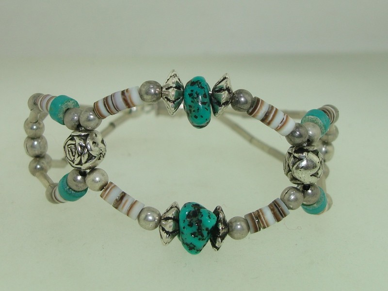 Vintage Liquid Silver Pua & Turquoise Bracelet
