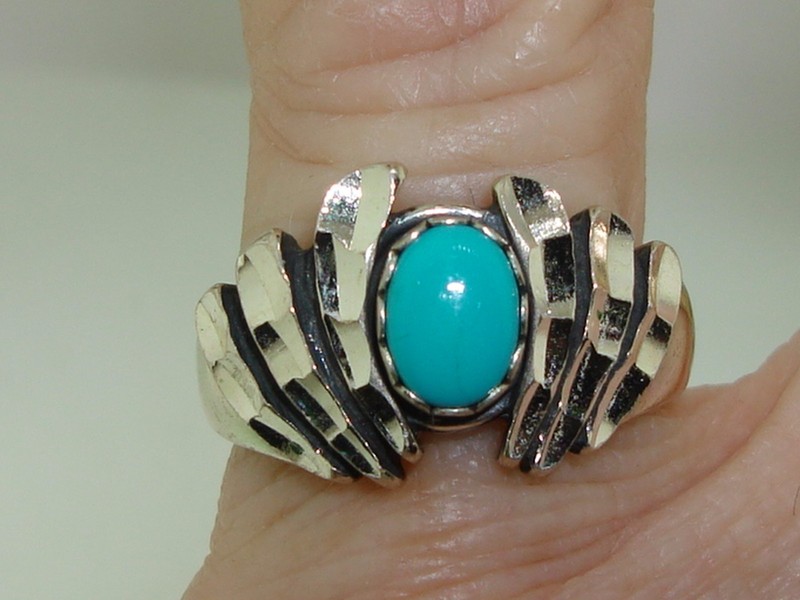 Vintage Wheeler Mfg. Co. sterling silver turquoise ring, size 6