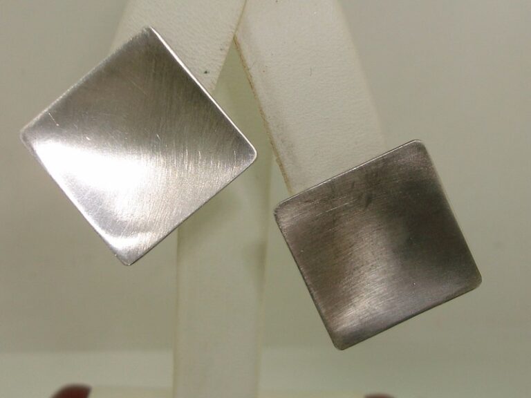 Vintage signed Leonora Doskow sterling silver earrings, retro modern design