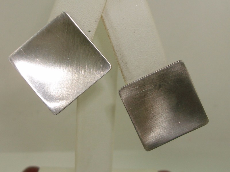 Vintage signed Leonora Doskow sterling silver earrings, retro modern design