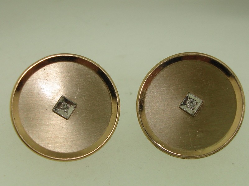 Vintage Anson 12K Gold Filled Cufflinks with Diamond Accents