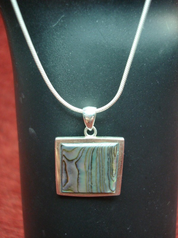 Abalone and sterling silver pendant necklace
