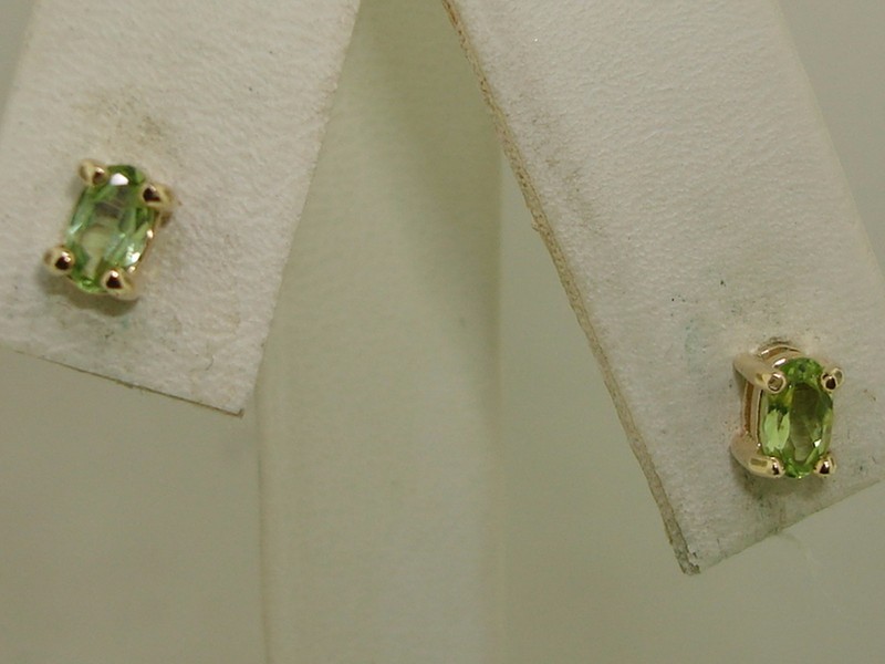 Gold plated sterling silver peridot stud earrings