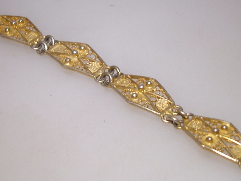 Vintage 800 Silver Gold-Washed Filigree Bracelet
