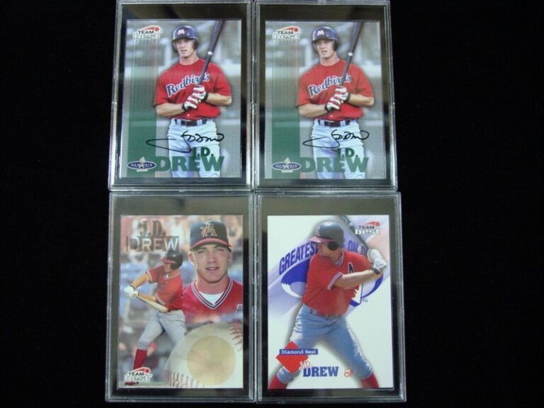J.D. Drew 4-card Team Best Minor League baseball card lot with 2 autographs