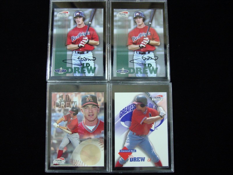 J.D. Drew 4-card Team Best Minor League baseball card lot with 2 autographs