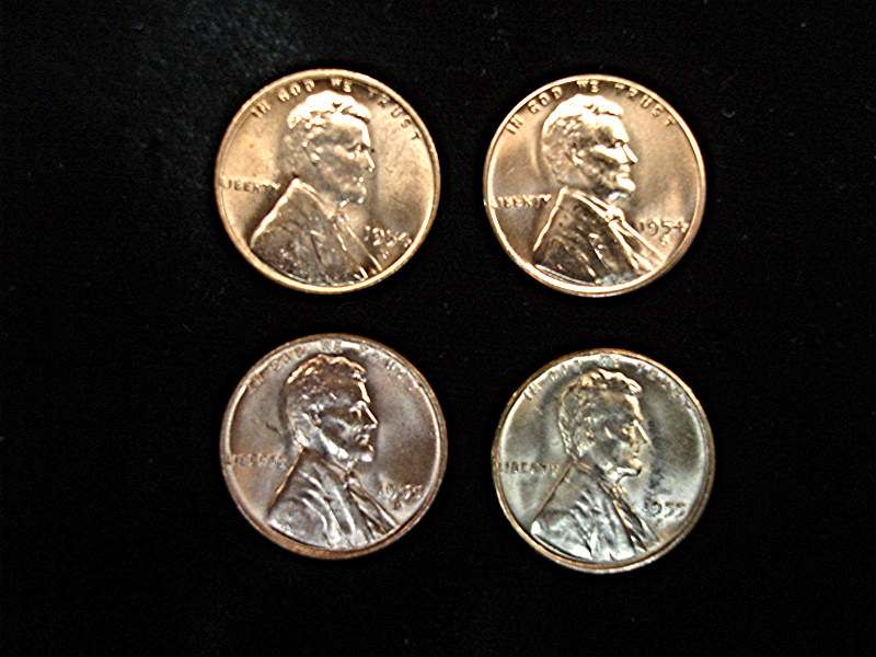 1954-1955 Denver and San Francisco Lincoln Wheat Cents BU Set of 4