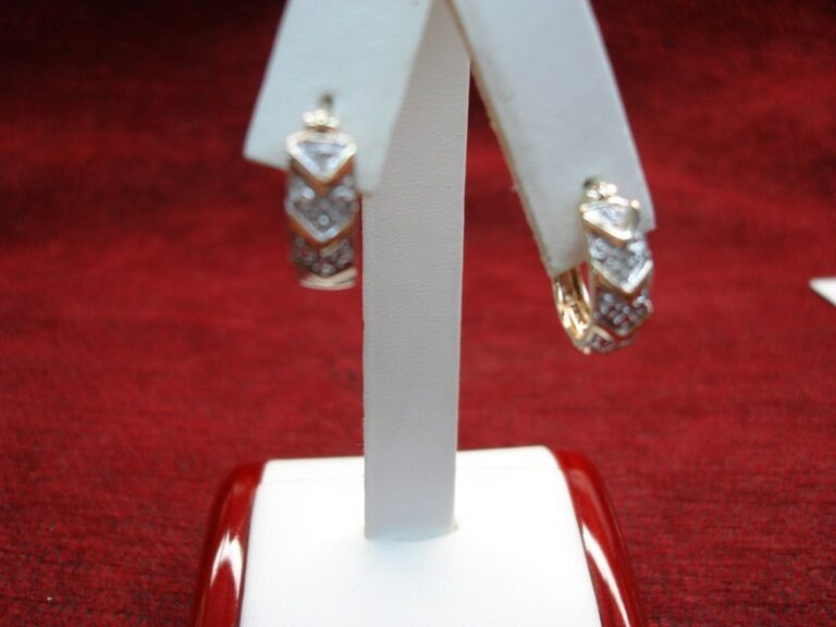 Gold vermeil and diamond accent sterling silver leverback earrings