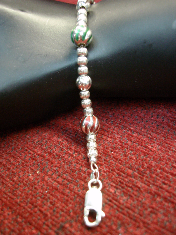 Sterling silver beaded bracelet with multicolored beads