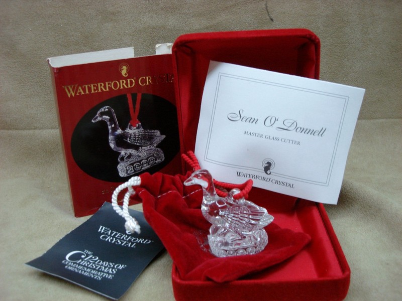 Artist signed Waterford 2000 Six Geese a-Laying ornament by Sean O'Donnell