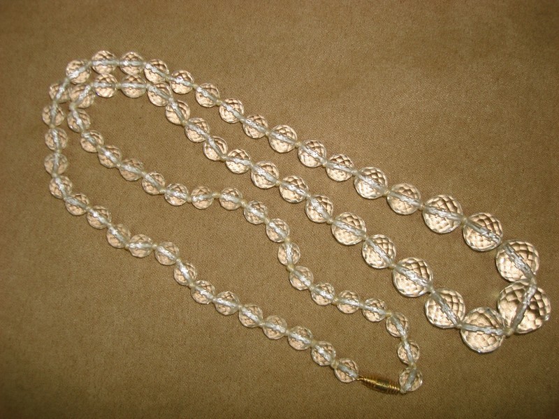 Vintage 30 inch crystal beaded necklace with graduated faceted beads