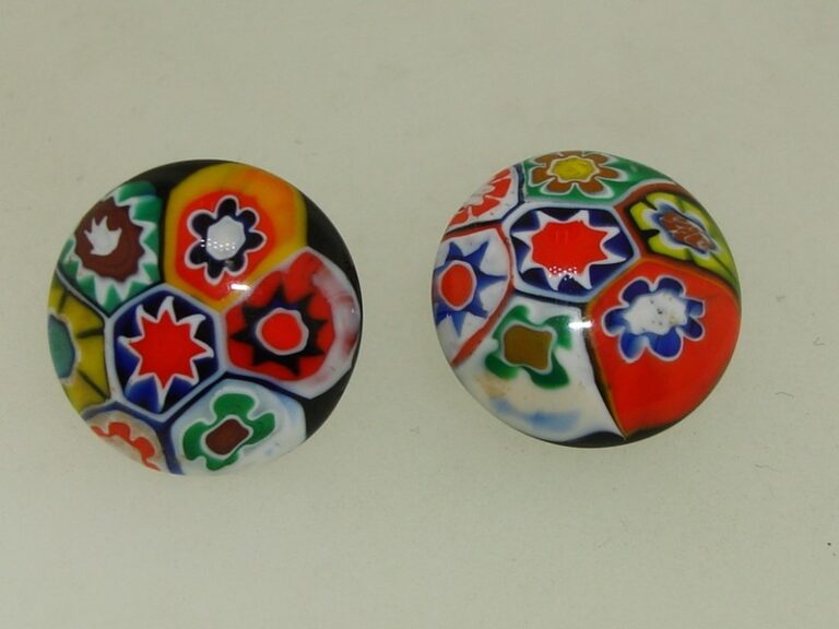 Vintage Italian Millefiori Glass Button Earrings