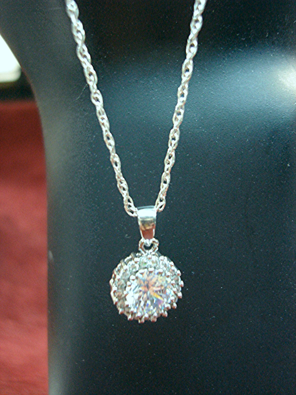 Sterling silver chain and pendant with sparkling CZ stones