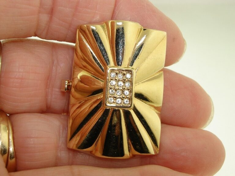 Vintage Monet gold-tone rhinestone scarf or sash clip