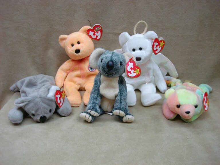 Vintage Ty Beanie Babies set of 5: Halo, Sunny, Sammy, Mel, and Eucalyptus with tags