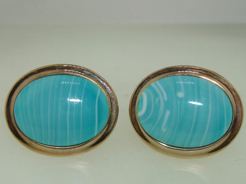 Vintage Mr. Tara mottled blue glass cufflinks