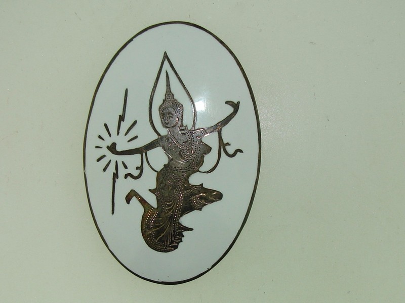 Vintage 1960s Siamese Sterling Silver Enamel Dancer Pin