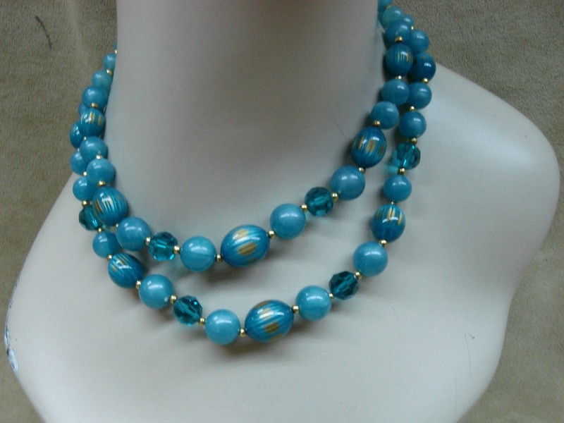 Vintage Lisner foiled glass and crystal choker necklace, 1950s-60s
