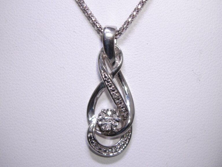 Sterling silver and diamond eternity pendant necklace