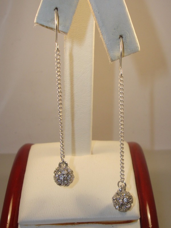 Sparkling rhinestone dangle earrings in silver