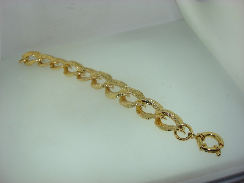 Heavy Hammered 18K GEP BZ Italian Gold Bracelet