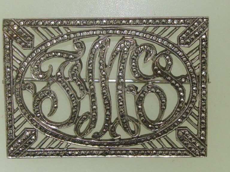 Vintage Harry Iskin Art Deco Marcasite Initial Pin